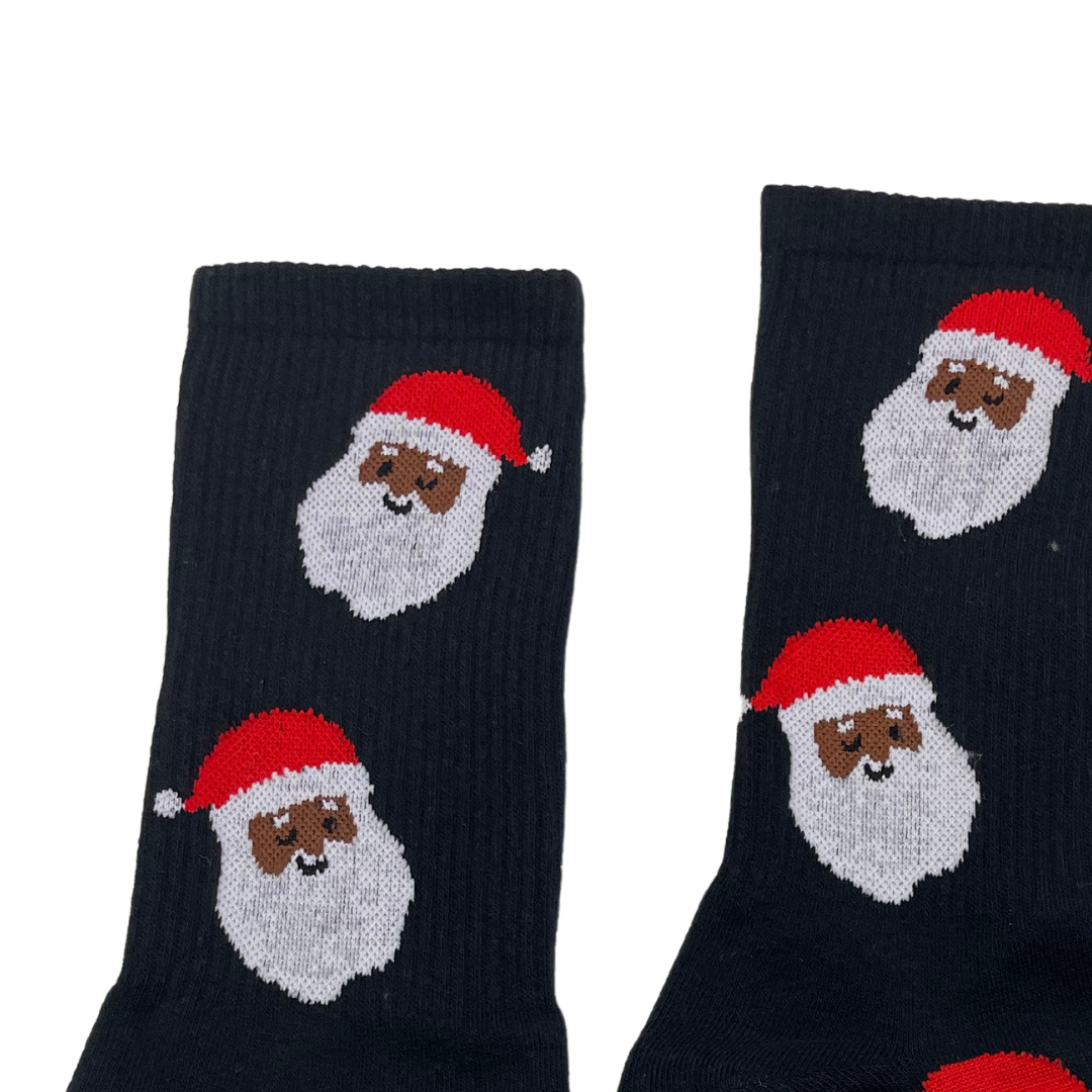 Black Santa Crew Socks