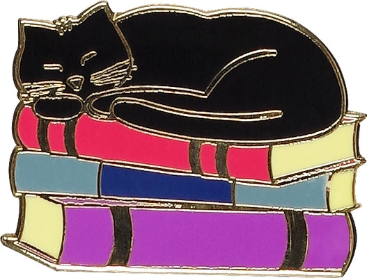 Cat with Books Hard Enamel Pin (Cloisonne Pin) by Peter Pauper Press Inc