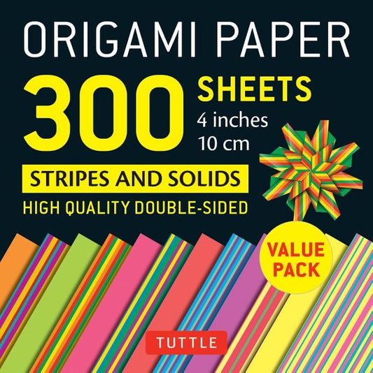 Origami Paper 300 Sheets Stripes and Solids 4" (10 CM): Tuttle Origami Paper: High-Quality Double-Sided Origami Sheets Printed with 12 Different Desig by Tuttle Publishing