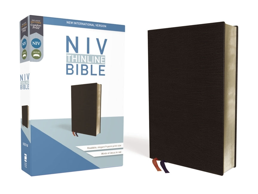 NIV, Thinline Bible, Bonded Leather, Black, Red Letter Edition by Zondervan