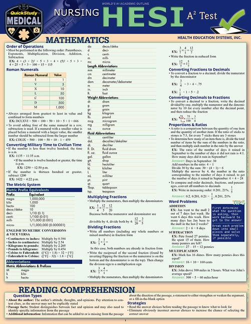 Nursing Hesi A2: A Quickstudy Laminated Reference & Study Guide by Davis, April Michelle