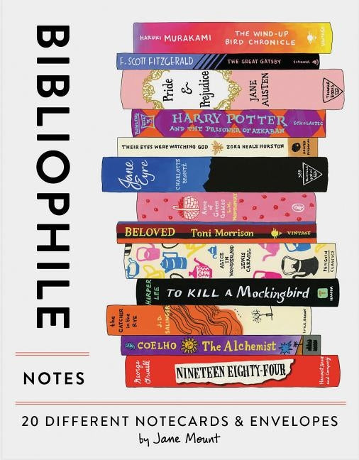 Bibliophile Notes: 20 Different Notecards & Envelopes (Notecards for Book Lovers, Illustrated Notecards, Stationery) by Mount, Jane