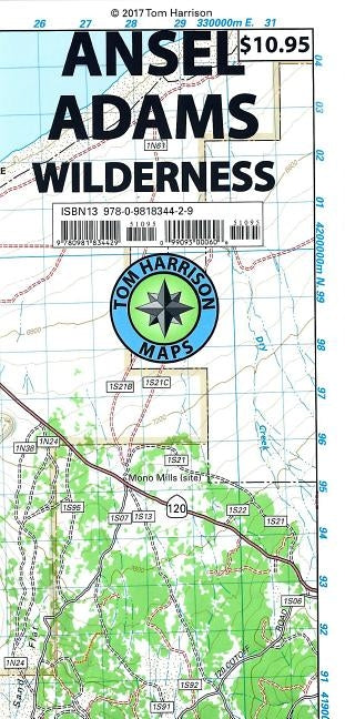 Ansel Adams Wilderness Trail Map: Shaded-Relief Topo Map by Harrison, Tom
