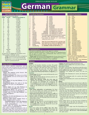 German Grammar: Quickstudy Laminated Reference Guide by Barcharts Inc